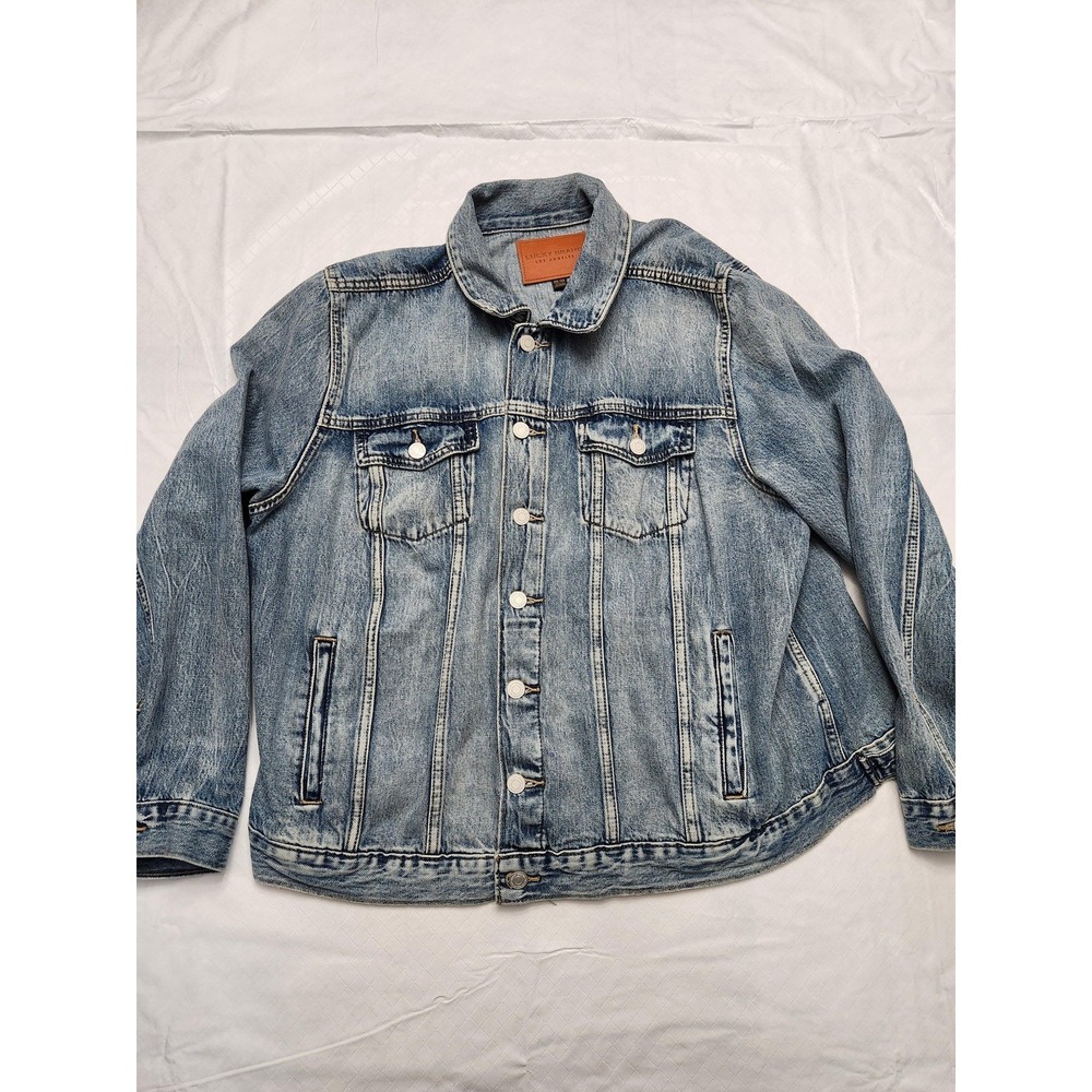 Lucky Brand Jacket Womens 2X Blue Crystal Lake Denim Trucker Button Front